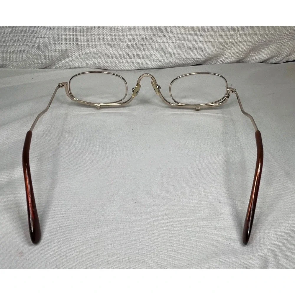 Vintage Gold Flip Down Makeup Glasses Magnifying Eye Makeup Application Frames